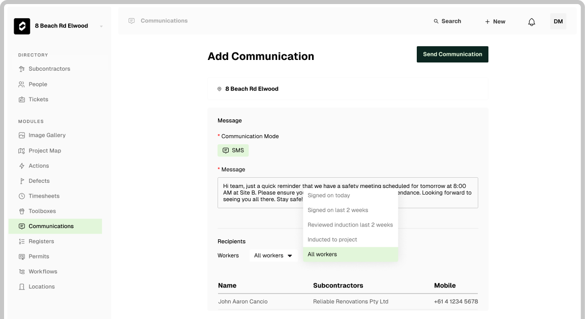 Instant Communication with Workers via Text