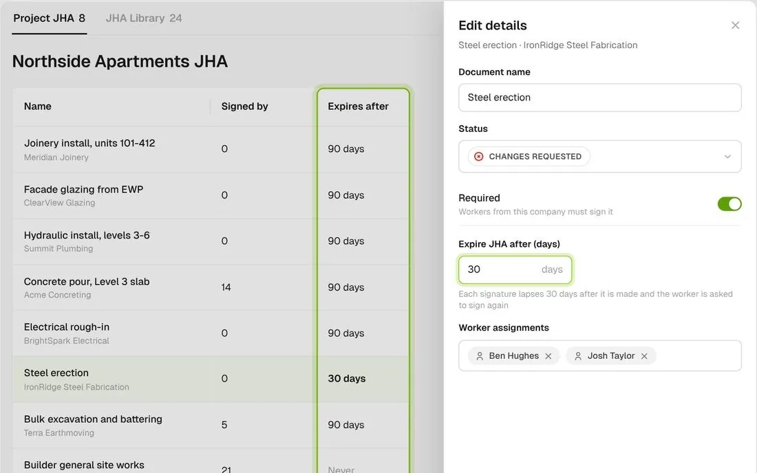 Expire after setting and expiry column