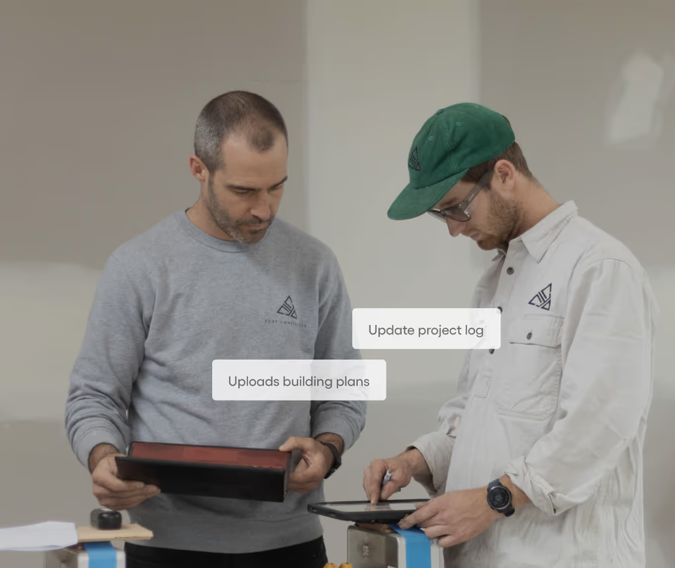 Builders using BuildPass on a tablet